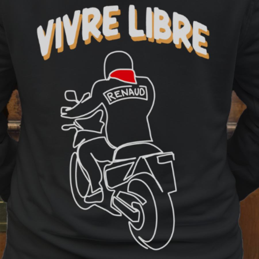 Sweatshirt à capuche noir unisex vivre libre - Renaud