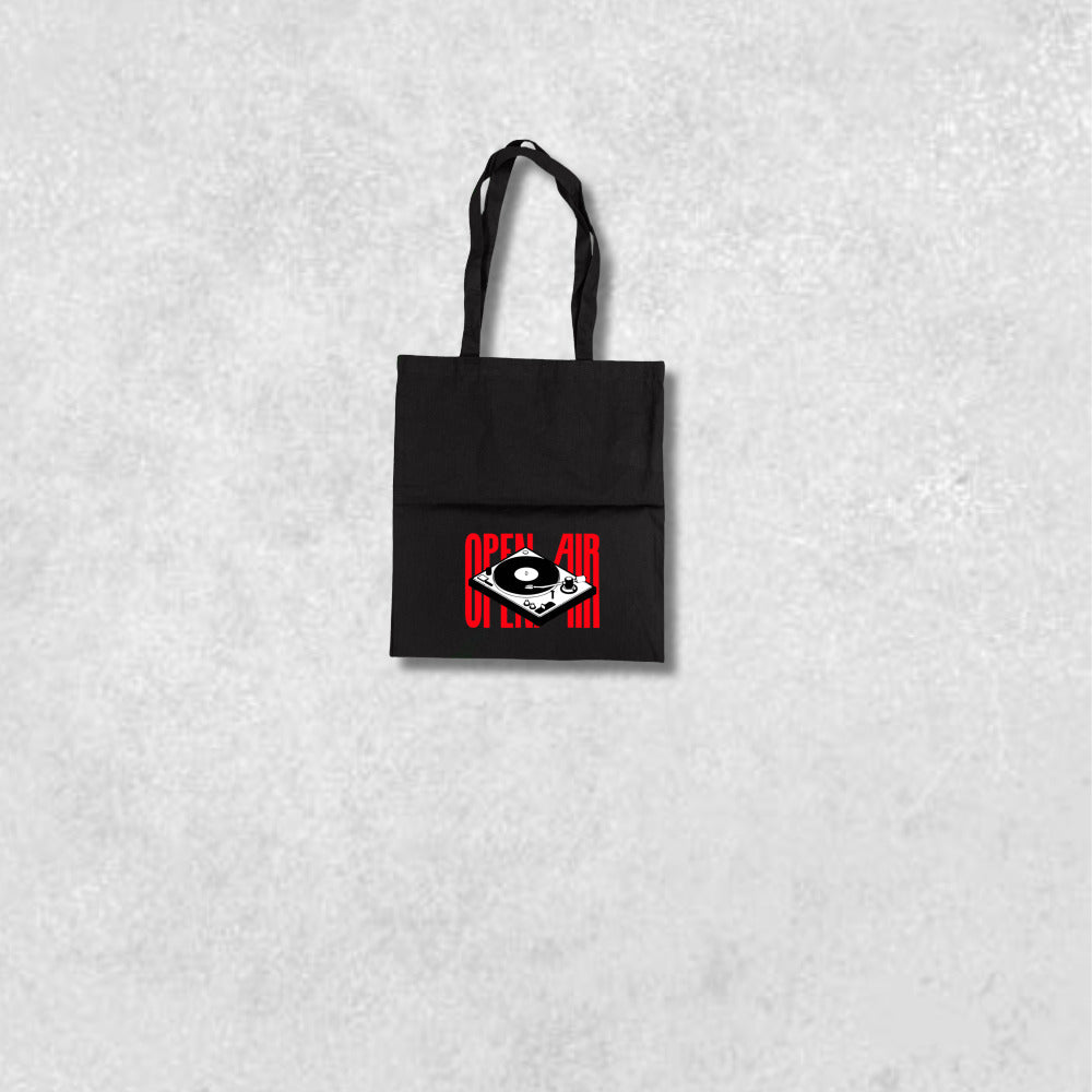 Open Air black vinyl totebag