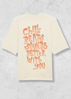 White oversized Chill Beats t-shirt