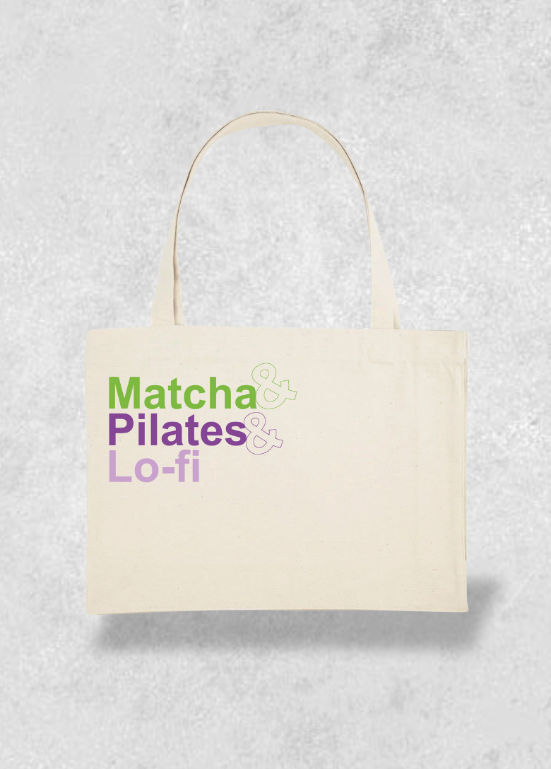 Large Matcha & Pilates & Lo-fi Tote Bag