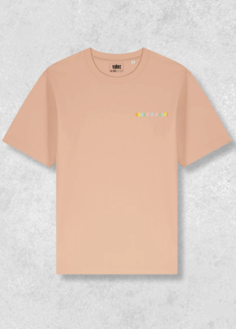 Oversized crush t-shirt in Calvi peach