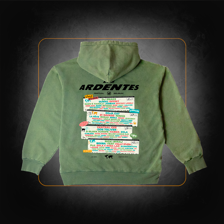 Line Up Hoodie Green - Les Ardentes