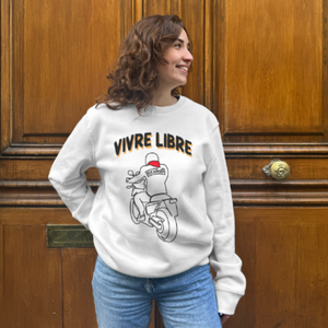 Sweatshirt blanc unisex vivre libre- Renaud